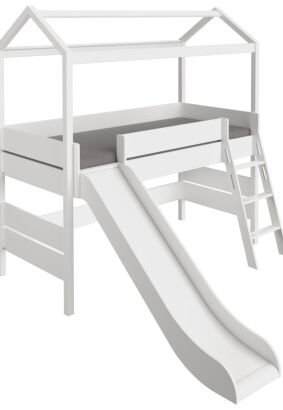 Łóżko do zabawy ze zjeżdżalnią PAIDI Tiny House kredowy-biały(90x200) (1396551)