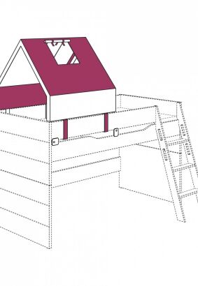 Spiczasty namiot na łóżko PAIDI (łączenia w kolorze srebrnym) Fiona/ Fionn / Kira / Sten / Tiago / Tiny House / Ylvie jeżynowy-biały (118 460 9-11)