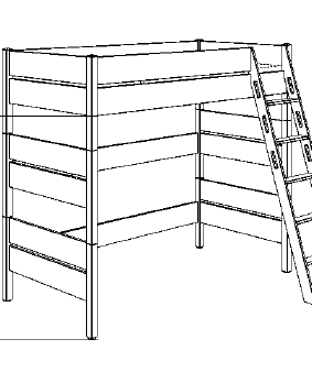 Łóżko do zabawy 180cm 90x200 PAIDI KIRA imitacja dąb antyczny (1178208)