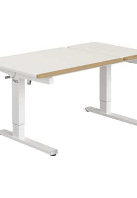 Biurko PAIDI Teenio GT 130 cm prawostronne kredowobiały/lity dąb  (1477936)