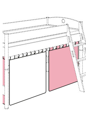 Zestaw zasłon na długi bok PAIDI  różowy/biały (1589000-36)