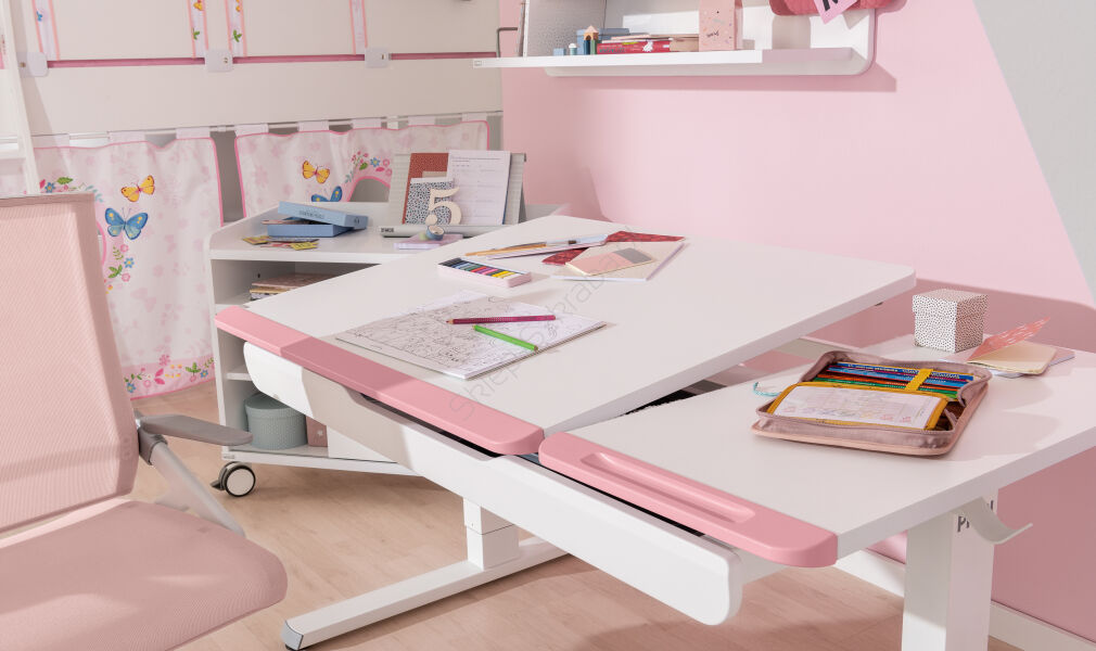 Biurko PAIDI Teenio GT 130 cm lewostronne  kredowy-biały/różowy (1477833)