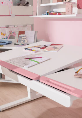 Biurko PAIDI Teenio GT 130 cm lewostronne  kredowy-biały/różowy (1477833)