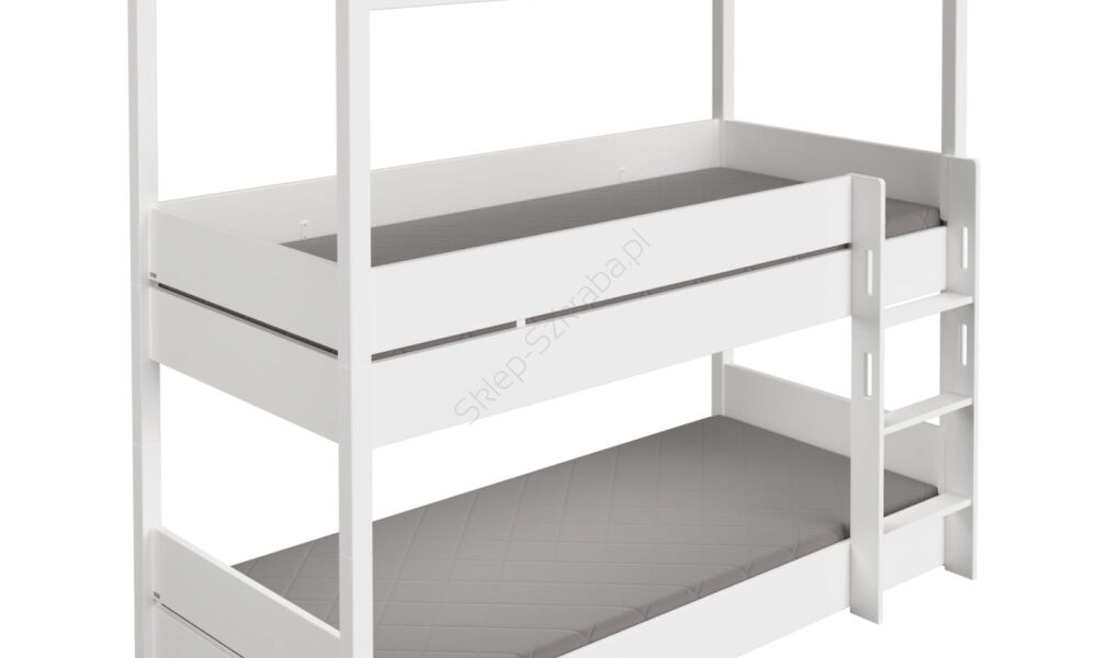 Łóżko piętrowe PAIDI Tiny House kredowo-biały z drabinką prostą (90x200 )(1396621)